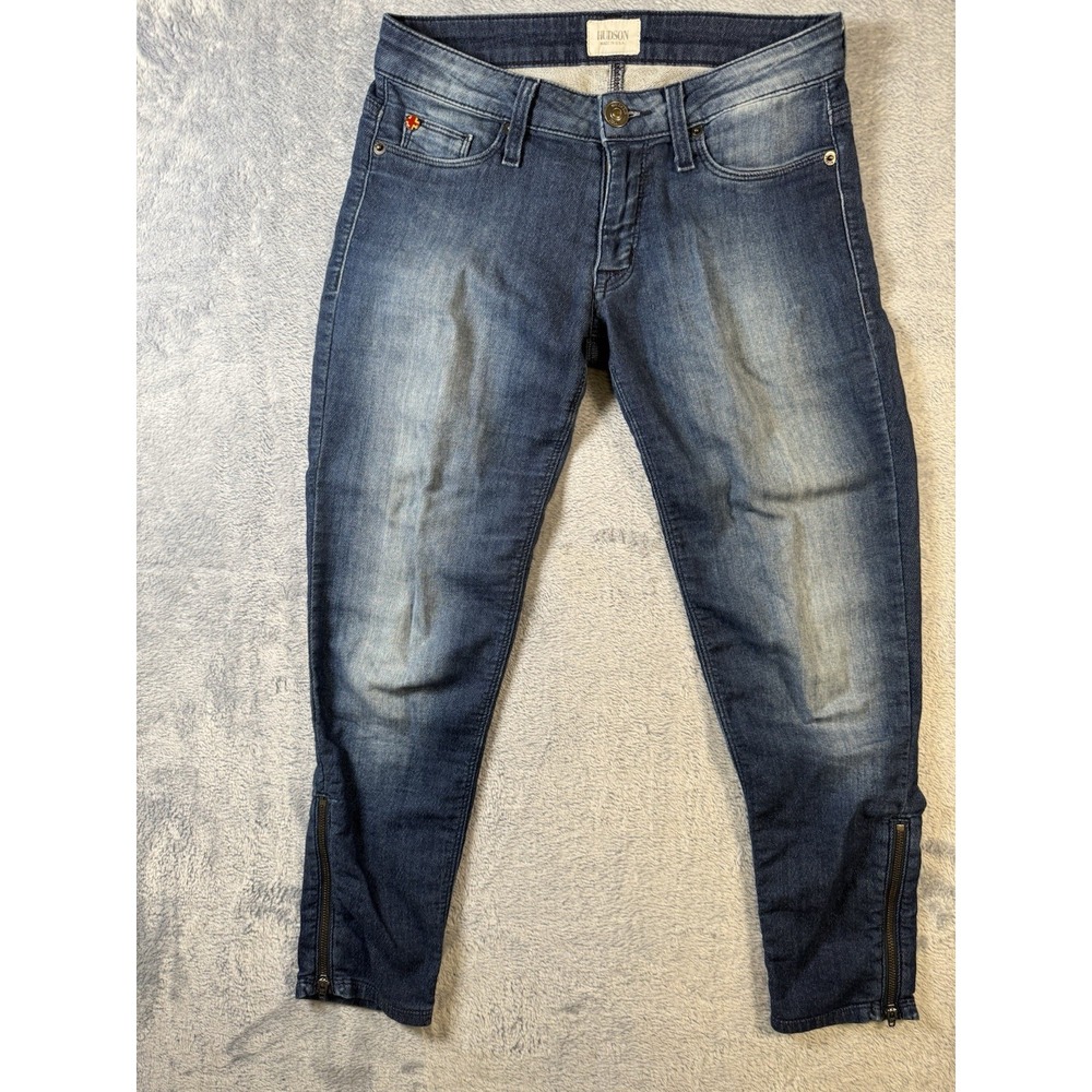 Hudson Jeans Womens 27 Low Rise Cropped Ankle Zip Skinny Blue Stretch #3269-7